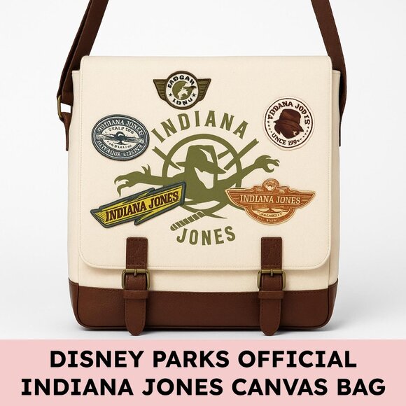 Indiana Jones Disney Parks Canvas Messenger Bag Adventure Satchel Crossbody Tote - Picture 1 of 14